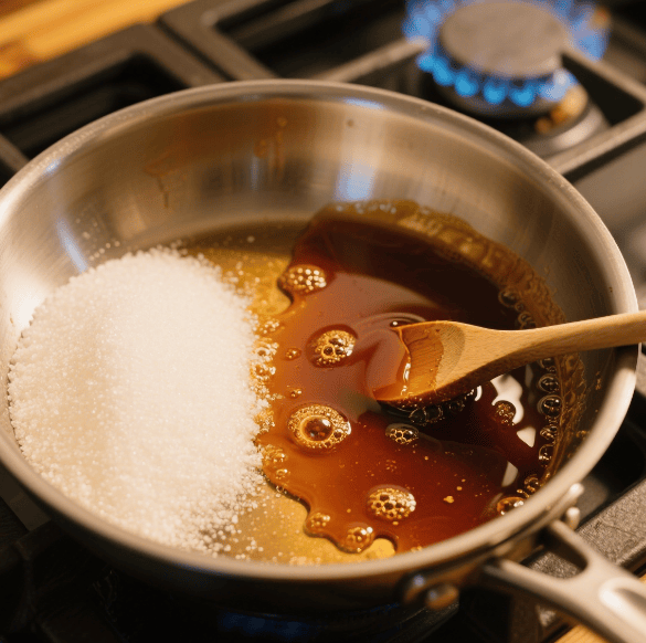 把糖炒一炒会变成焦糖，颜色也变了，是糖 “被炒变样” 了吧？