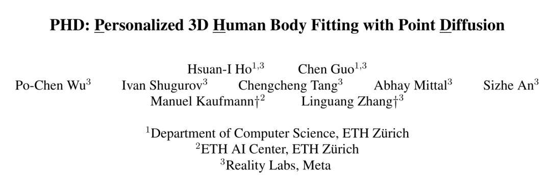 ICCV 2025 | ETH Zurich&Meta提出PHD:扩散模型先验,实现高精度个性化3D人体拟合